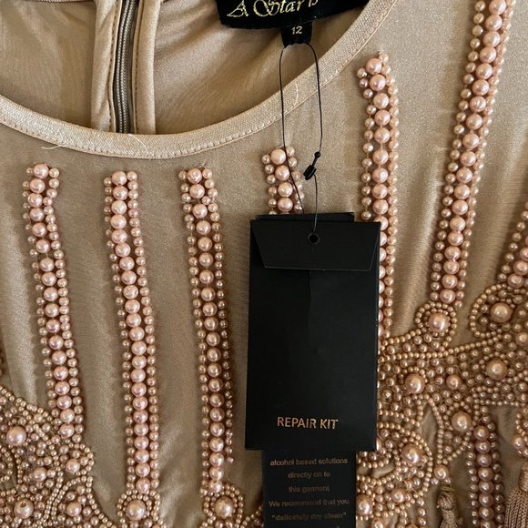 A Star is Born Gold Embellished Fringe Bodysuit - Picture 2 of 3